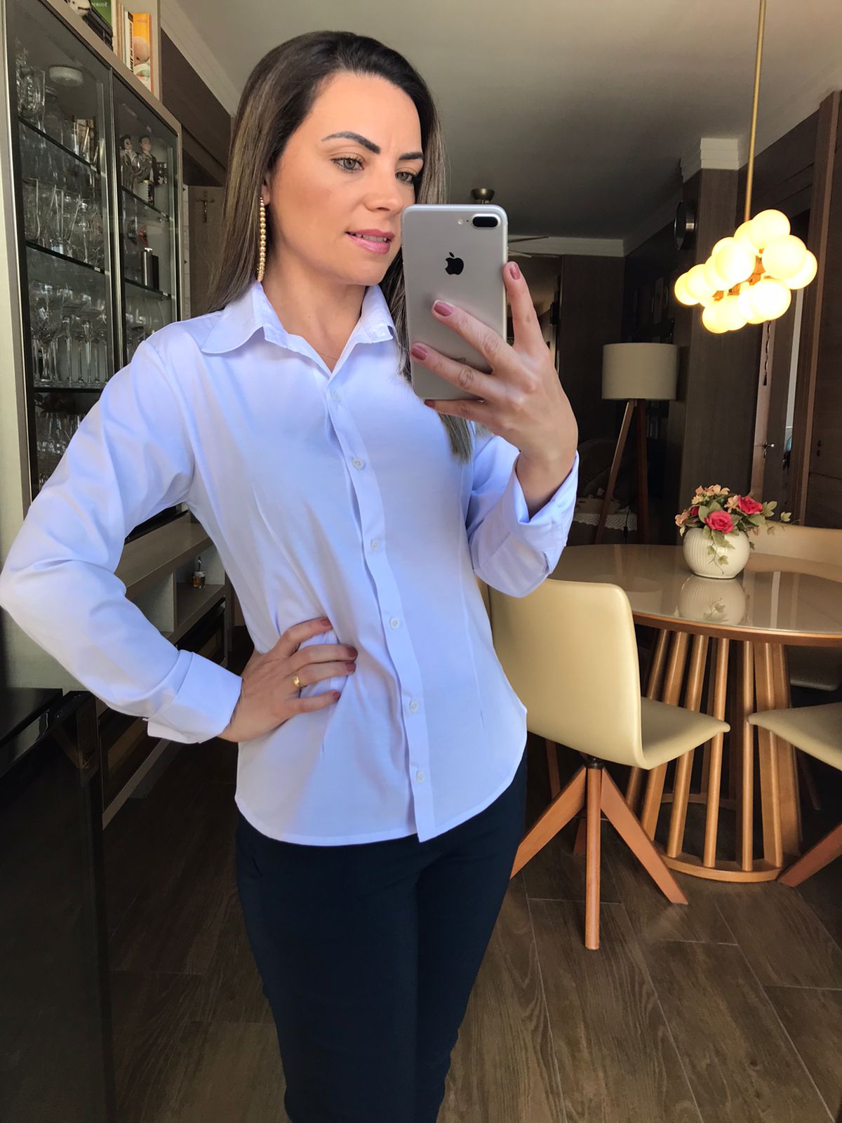 Camisa Slim Lisa Feminina - Botão ML - Imagem 3