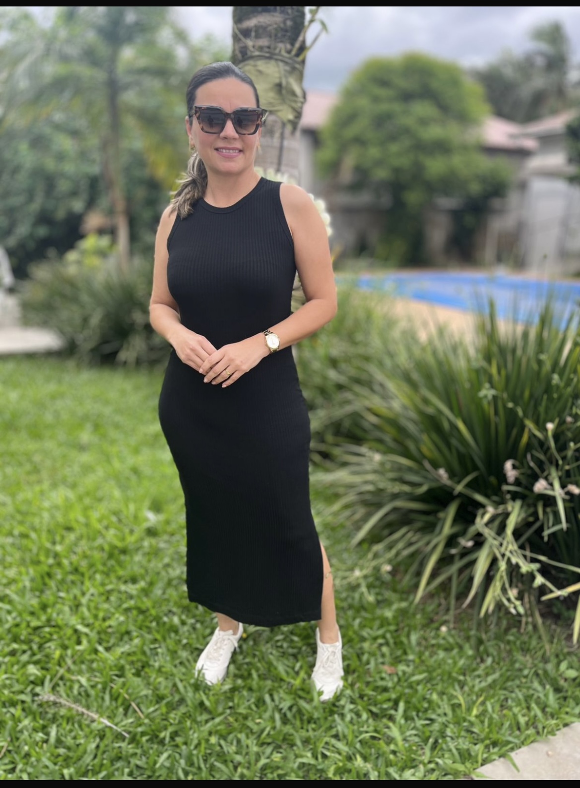 Vestido Canelado Midi c/Fenda - Imagem 4