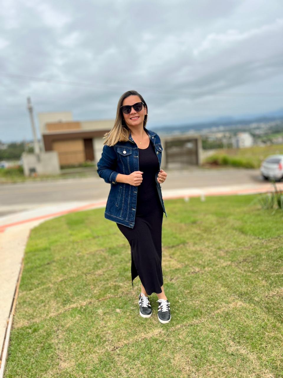 Jaqueta Jeans Alongada c/elastano