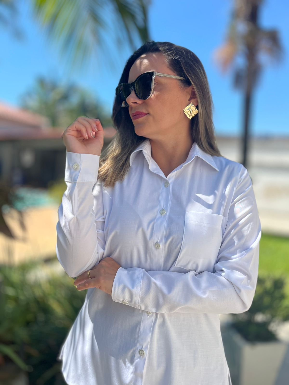 Camisa Tricoline c/1 bolso prega costas ML