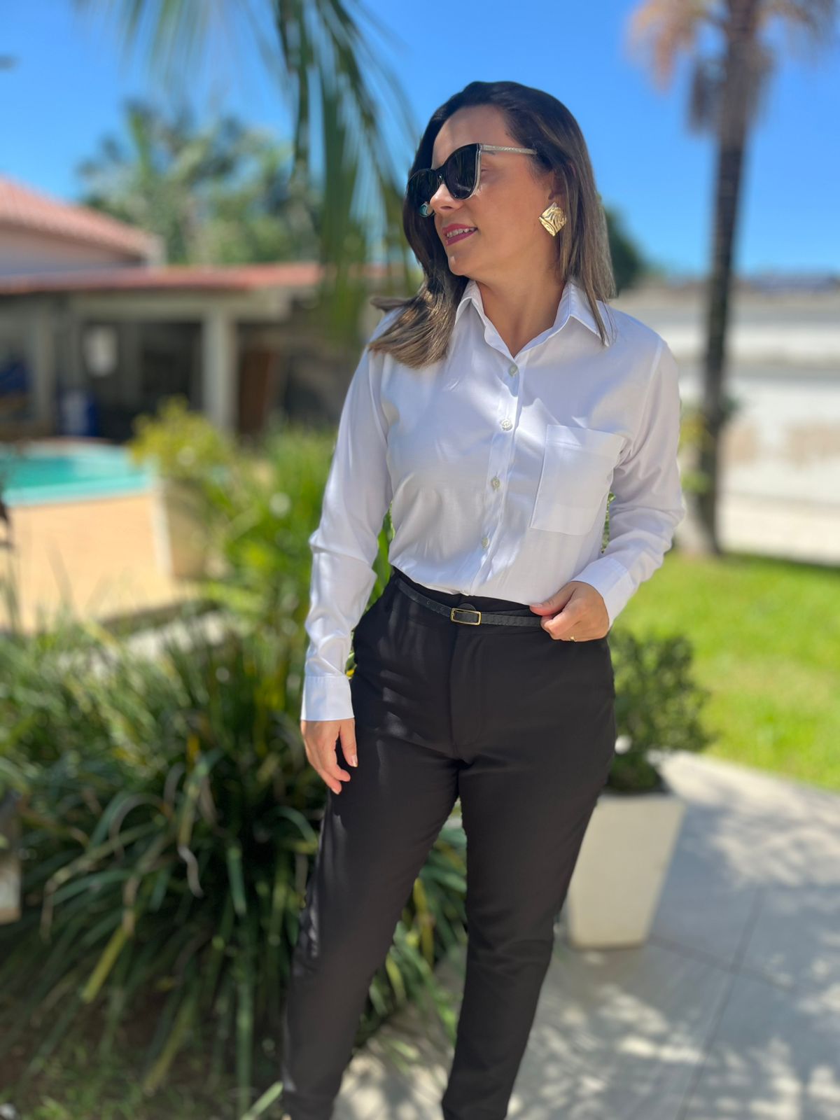 Camisa Tricoline c/1 bolso prega costas ML - Imagem 5